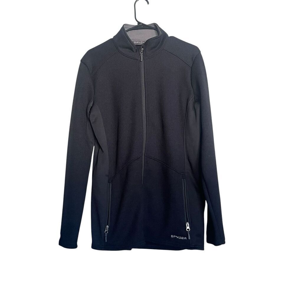 Spyder Womens Black Long Sleeve Mock Neck Full Zip Fleece Jacket Size XL